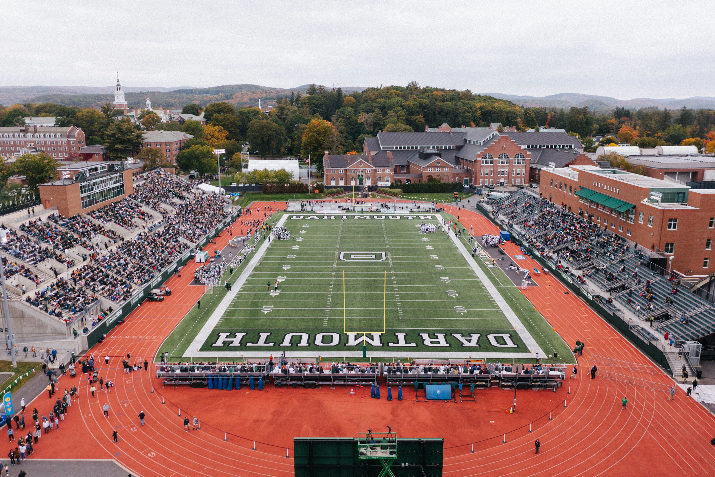 aerial view of a Dartmouth football game
