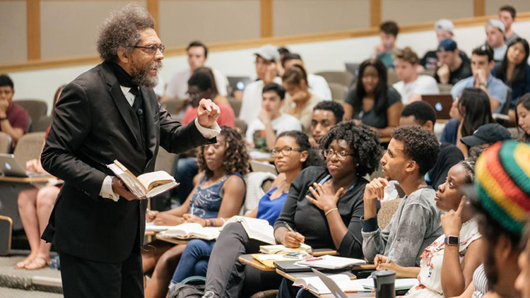 Cornel West lectures before hundreds of students at Dartmouth