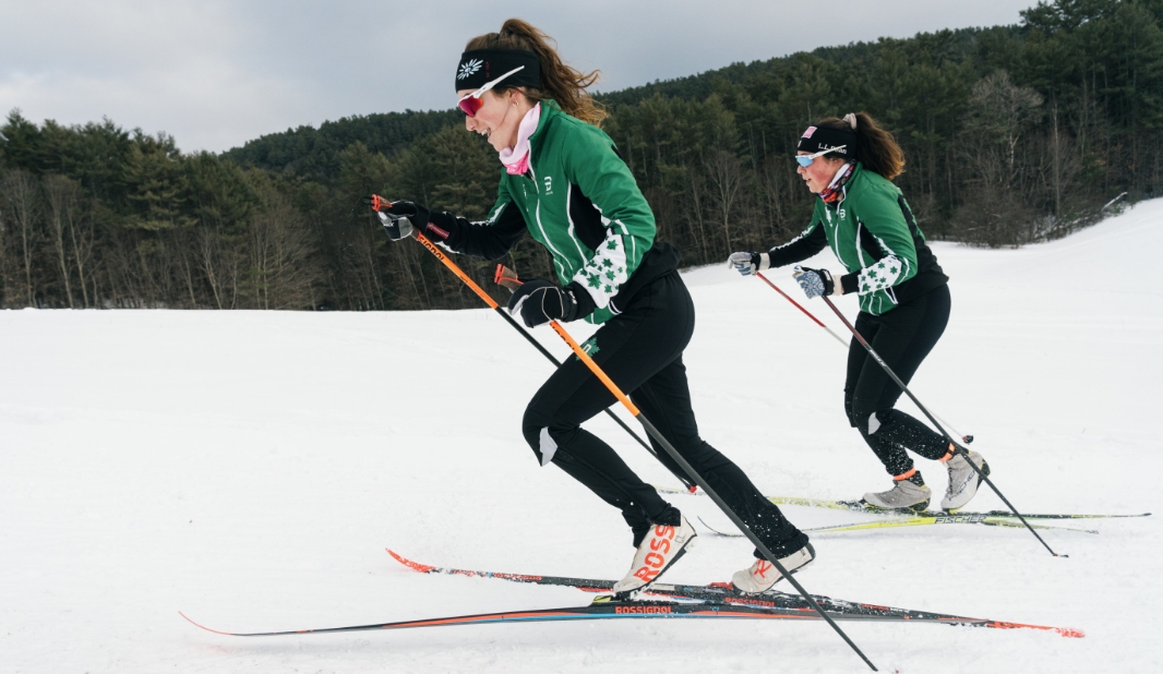 Nordic ski practice in progress