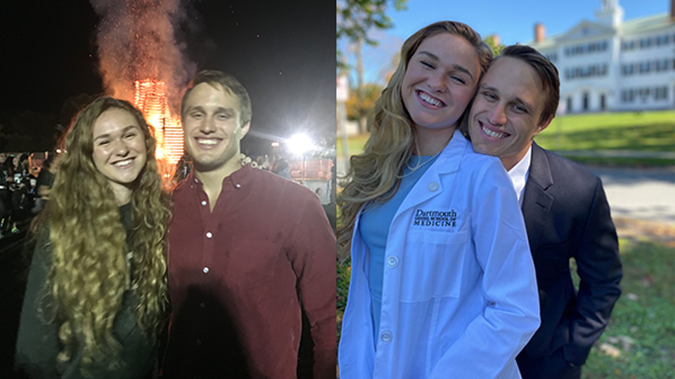 Charlotte Berry ’19, MED’25 and Chris Banks ’16, TU ’21, then and now