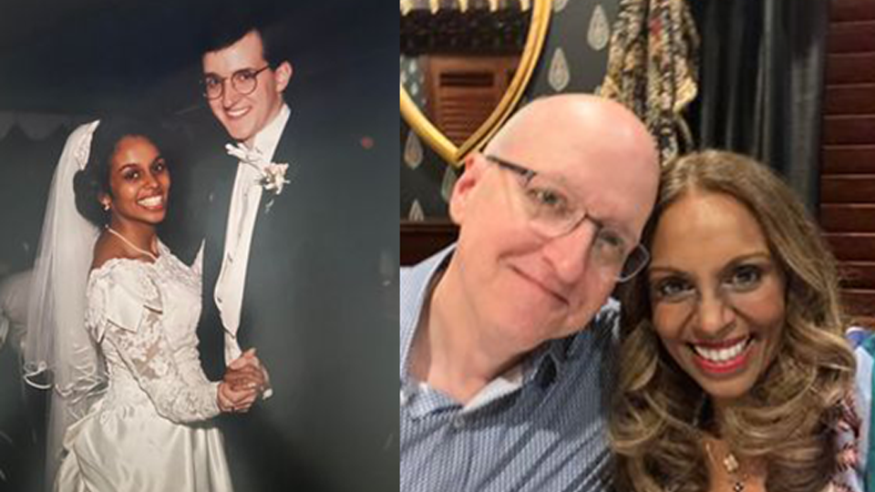 Lali Haines ’86 and Jay Haines ’87, before and after