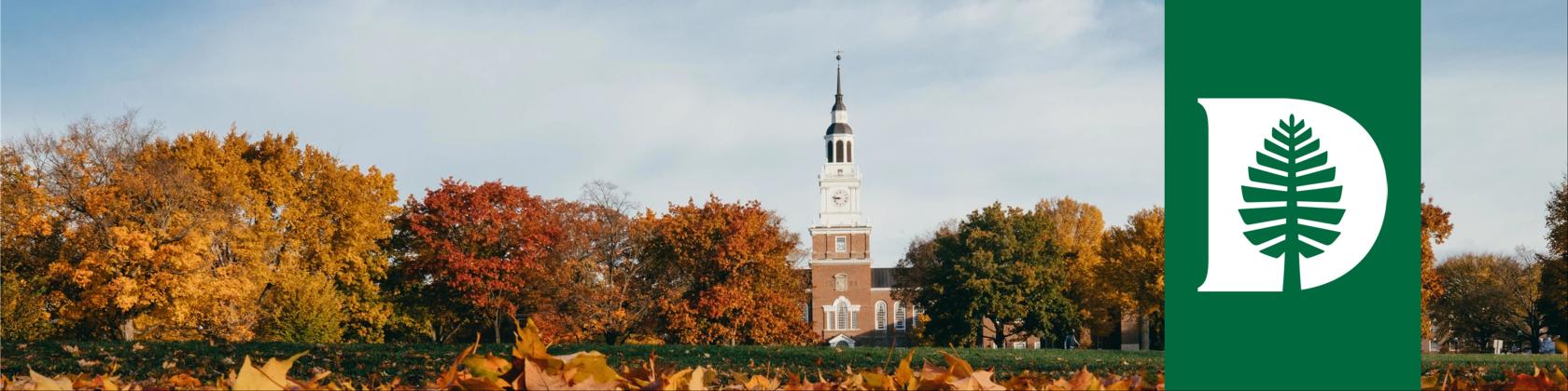 LinkedIn Banner showing Baker Tower in the fall. 