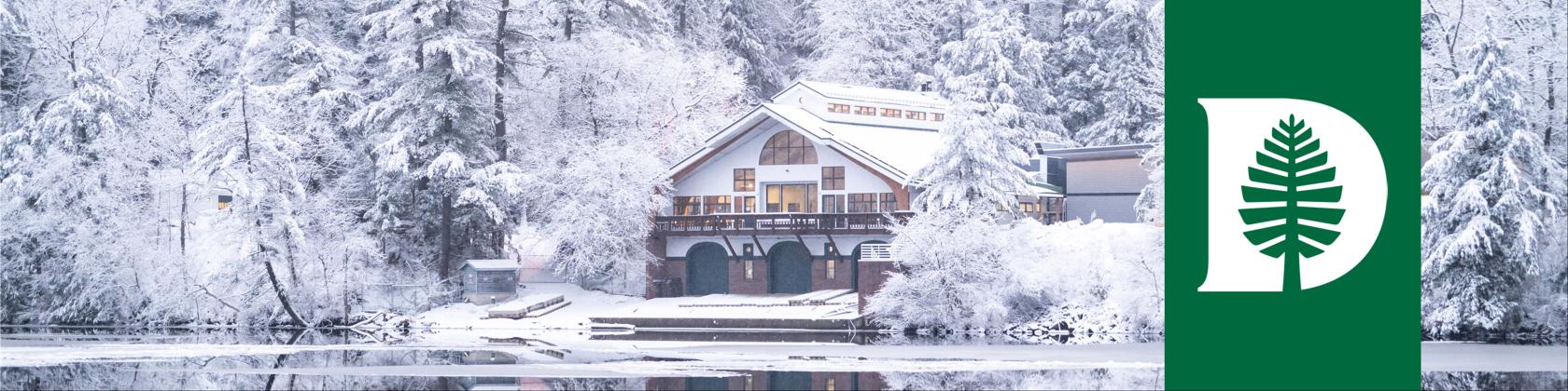 LinkedIn Banner showing the rowing boathouse in winter. 