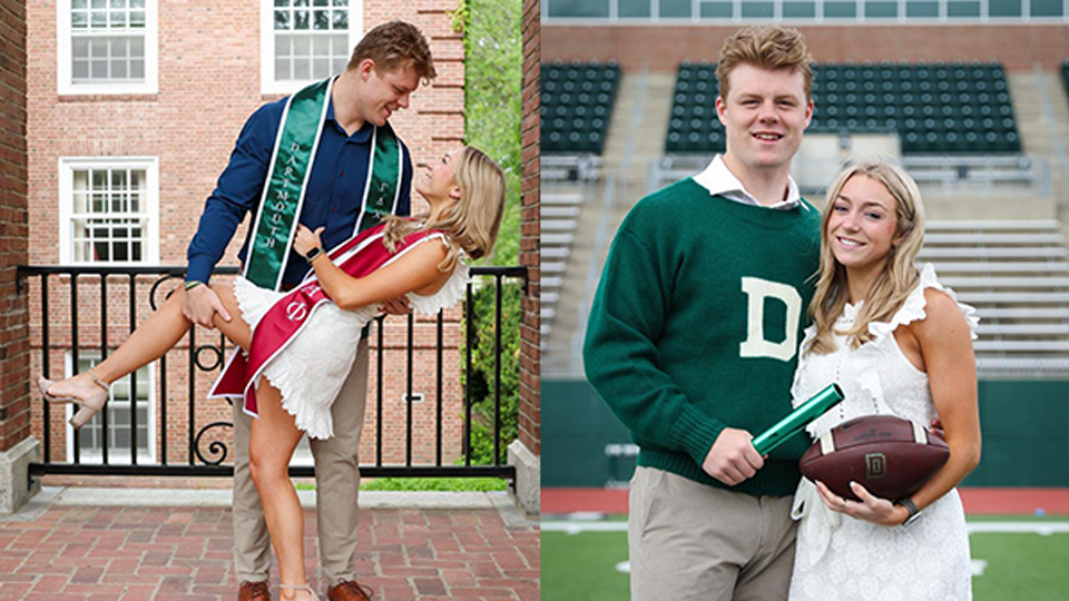 Michelle Quinn ’23 and Nick Howard ’23, then and now