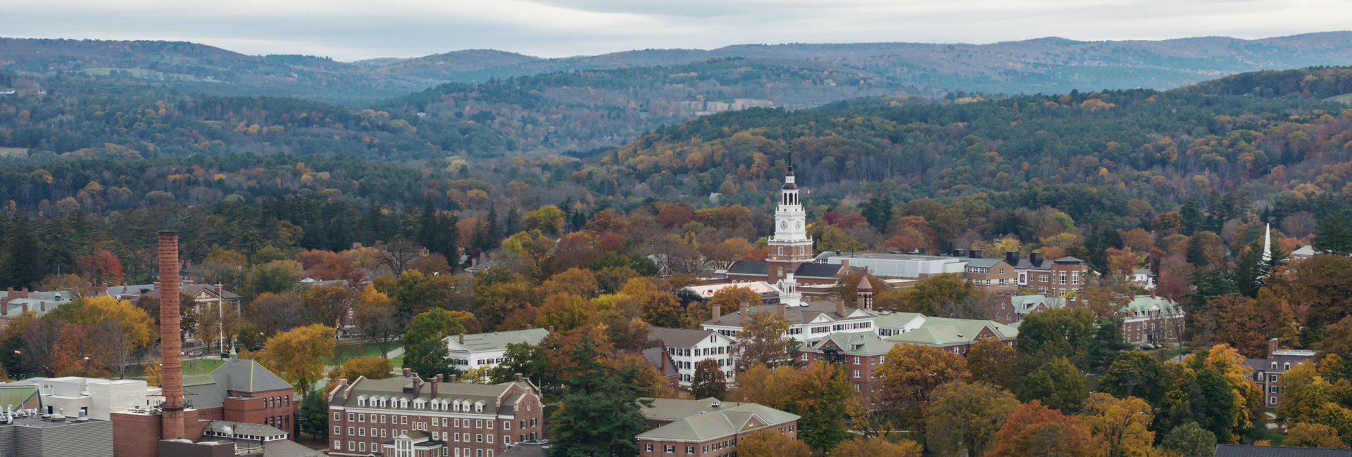 Aerial shot of campus in fall