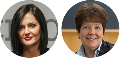 Democratic communications strategist Lis Smith '05 and Linda Fowler, Professor of Government and the Frank J. Reagan Chair in Policy Studies, Emerita.