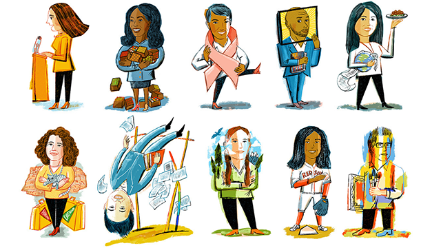 50 for 50 illustrations for 10 alumni profiled