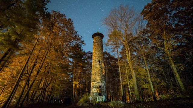 Bartlett Tower at night with a starry sky.