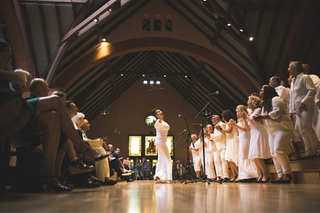 Gospel choir performing in Rollins Chapel during Baccalaureate. 