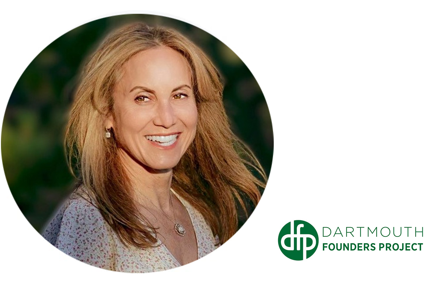 Headshot of Tracey Pettengill Turner with the Dartmouth Founders Project Logo