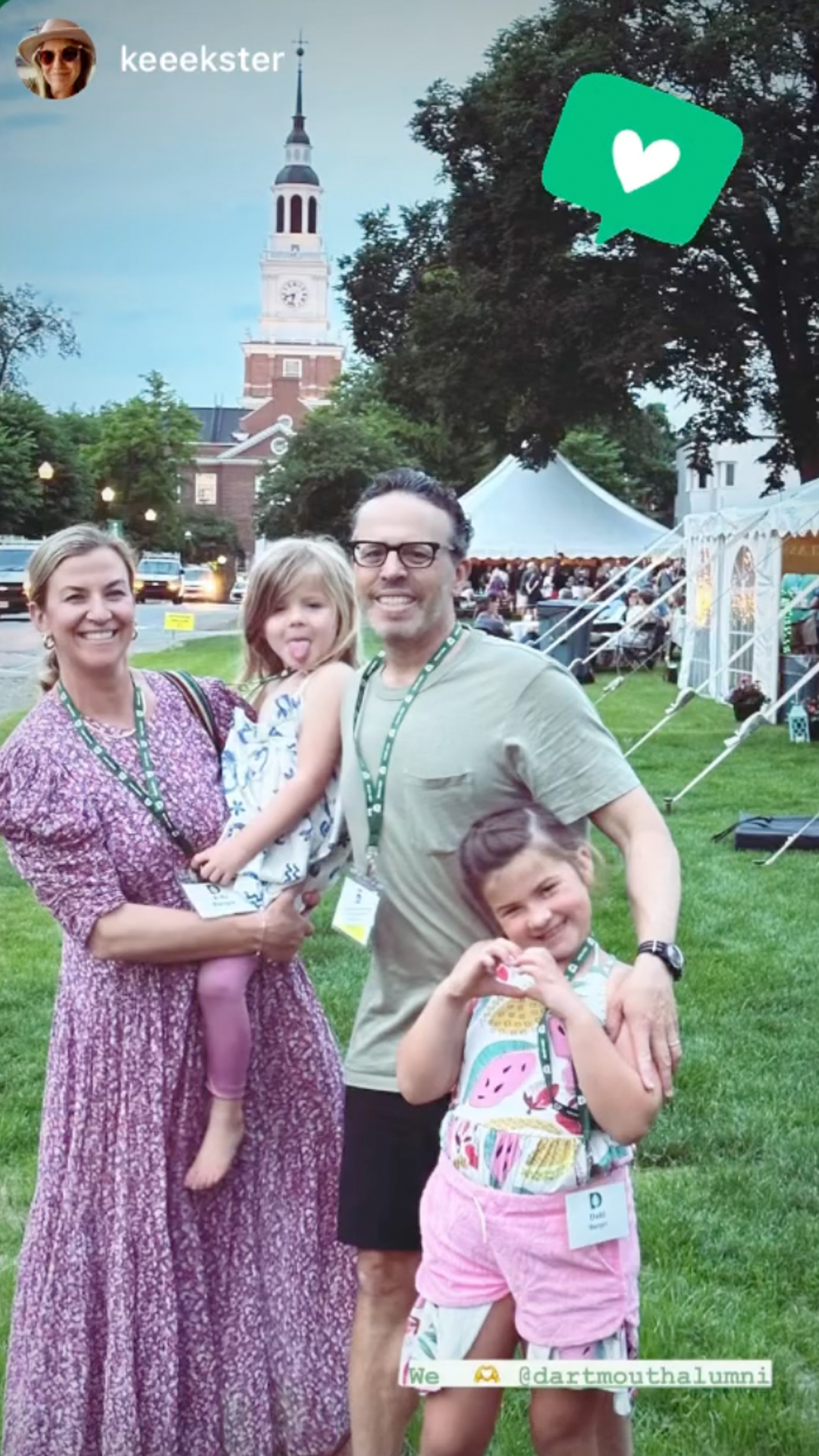 IG story of the family on the Green at Reunions 2024