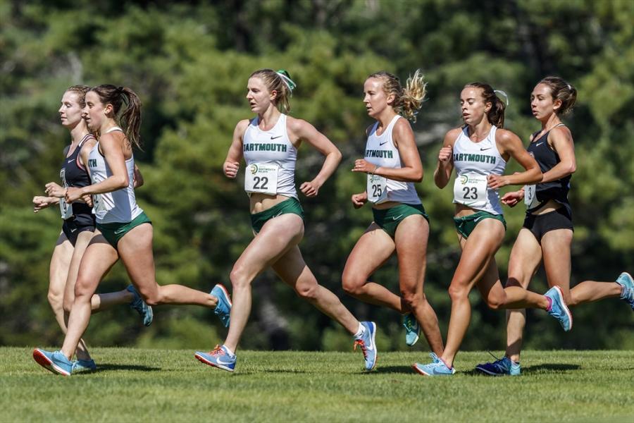 Dartmouth women athletes competing in a race. 