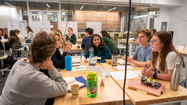 Students from across campus gather in the Arthur L. Irving Institute for Energy and Society to participate in TuckLAB: Energy, a popular co-curricular program.