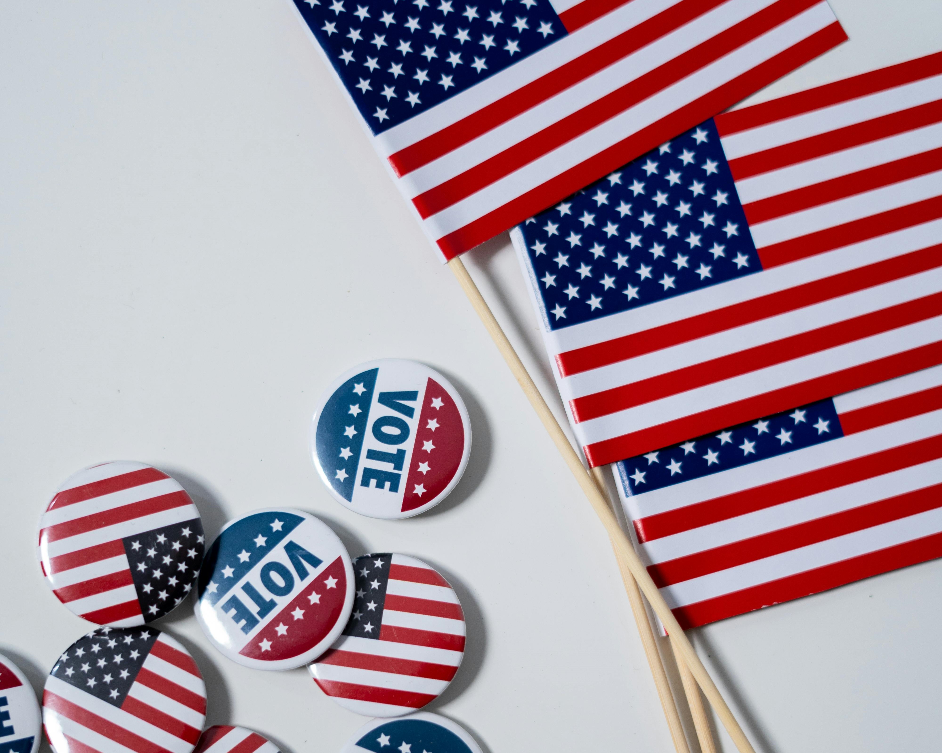 Voting Buttons and American Flags