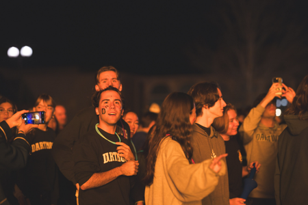 Students at the bonfire. 