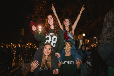 Students at the bonfire. 