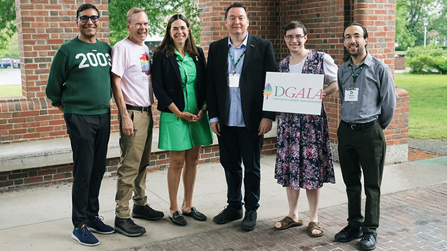 Members of DGALA posing for a photo with president Sian Beilock