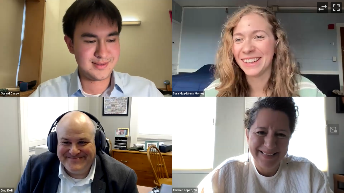 A screen shot of a zoom webinar featuring four participants in zoom squares