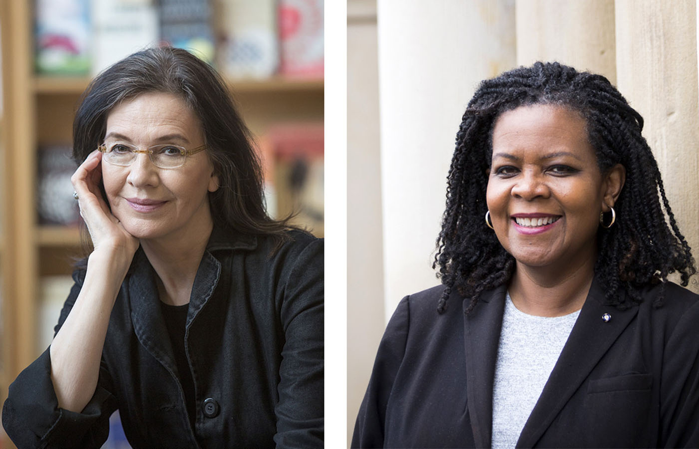 A side-by-side photo of Louise Erdrich and Annette Gordon Reed