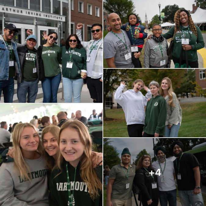 A collage of family members celebrating family weekend on campus 