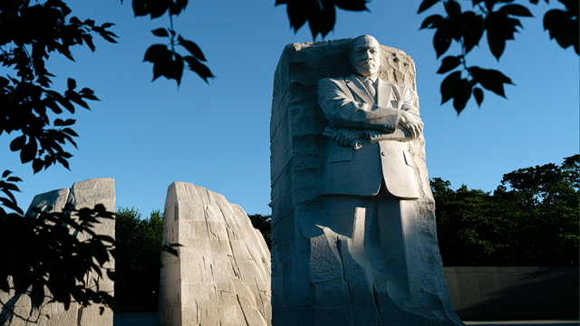 A photo of the MLK monument in Washington D.C.