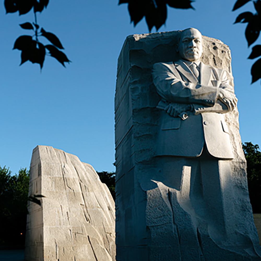 A photo of the MLK monument in Washington D.C.