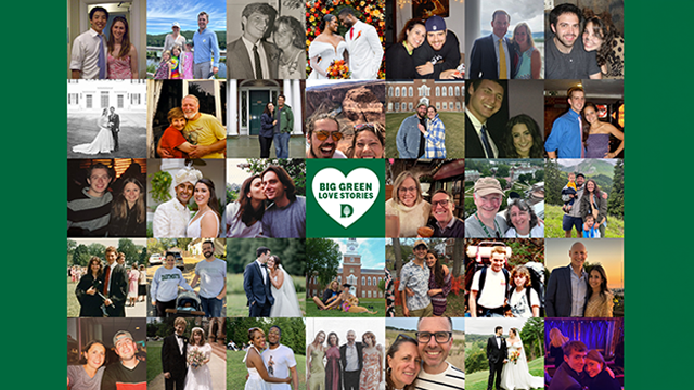 A collage of head shots featuring couples in this year's love stories