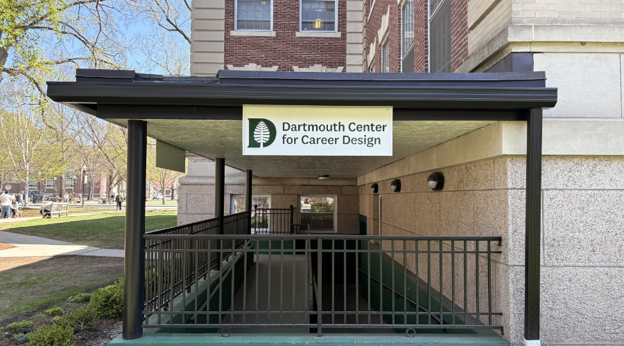 A photo of the sign outside of the Dartmouth Center for Career Design office. 