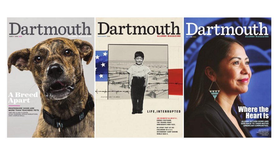 Three covers of the Dartmouth Alumni Magazine