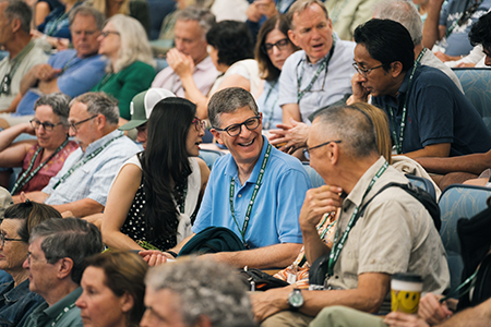 Reunions attendees chatting at the Presidential Address