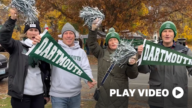Play Video: Families waving Dartmouth pennants