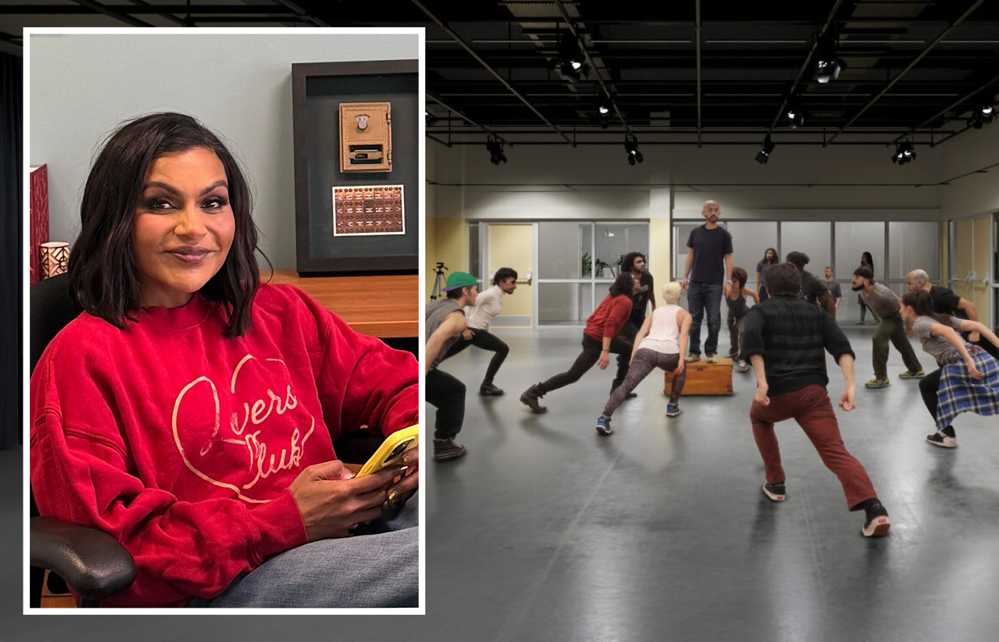 Collage of Mindy Kaling and the performance lab she’s funding