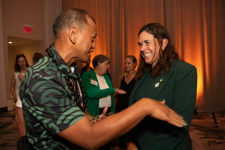President Beilock laughing with an alum