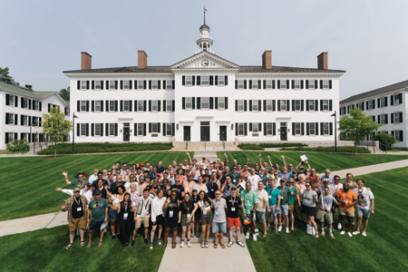 DGALA Reunion-goer group photo in front of Dartmouth Hall