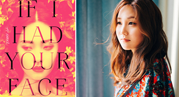 A side-by-side image of Frances Cha and her book, If I had Your Face