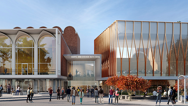 A rendering of the exterior of the renovated Hopkins Center for the Arts