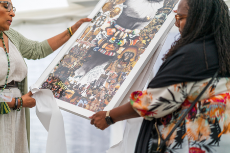 An image of the artwork that was gifted to SVP Shontay Delalue.
