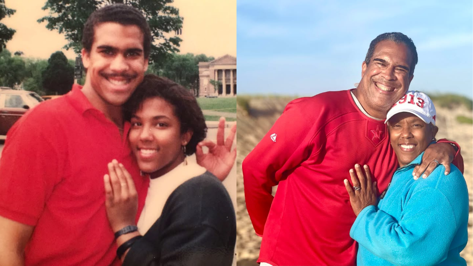 Luzi and Tiger at Dartmouth and Today in the same pose.