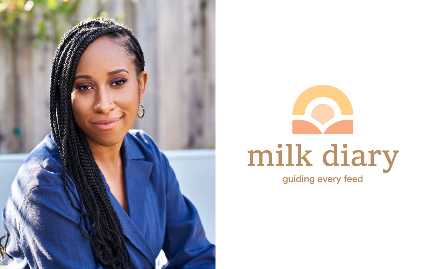 A headshot of Kaya Thomas 17 beside the Milk Diary logo that reads "milk diary, guiding every feed."