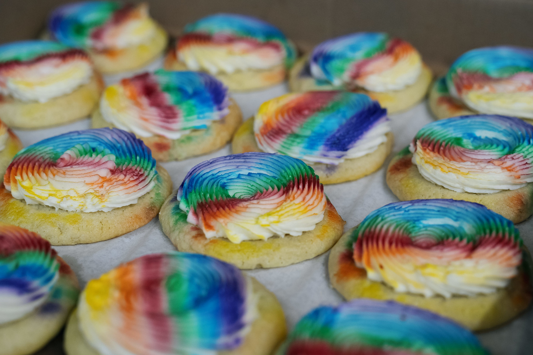 Rainbow decorated cookies