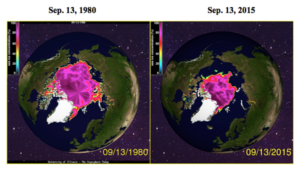 Dramatic loss of Arctic sea ice