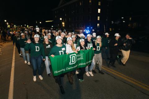 Members of the Wearers of the Green gathered for the Homecoming parade. 