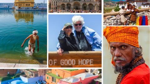 A collage of photos taken by alumnus Bob Davidson on his many international trips.