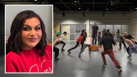 Mindy Kaling ’01’s photo cropped over the rendering of the new performance lab