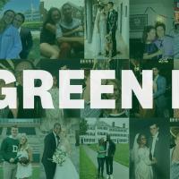 Big Green Love overlaid on a collage of couples' photos